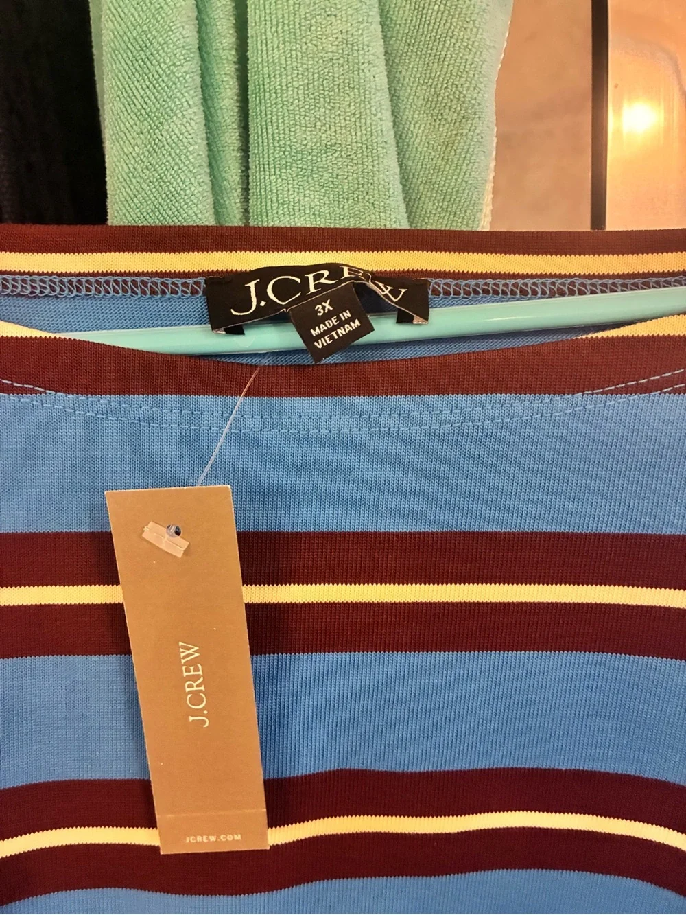 J. Crew Blue, Maroon & Yellow Striped Top
